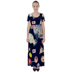 Food High Waist Short Sleeve Maxi Dress by snowwhitegirl