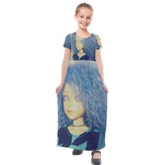 Blue Hair Boy Kids  Short Sleeve Maxi Dress by snowwhitegirl