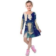 Forest Queen Kids  Long Sleeve Velvet Dress by snowwhitegirl