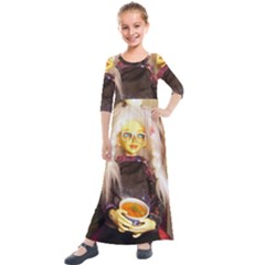 Eating Lunch Kids  Quarter Sleeve Maxi Dress by snowwhitegirl