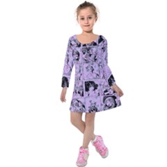 Lilac Yearbook 1 Kids  Long Sleeve Velvet Dress by snowwhitegirl