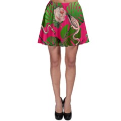 Flamingo Floral Pink Skater Skirt by snowwhitegirl