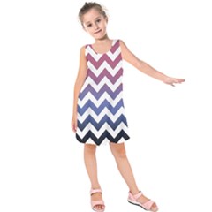 Pink Blue Black Ombre Chevron Kids  Sleeveless Dress by snowwhitegirl