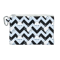 Blue Teapot Chevron Canvas Cosmetic Bag (large) by snowwhitegirl