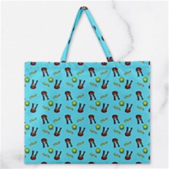 School Girl Pattern Blue Zipper Large Tote Bag by snowwhitegirl