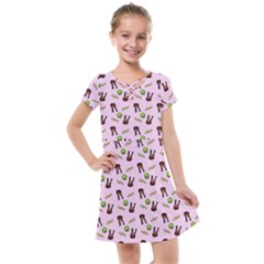 School Girl Pattern Pink Kids  Cross Web Dress by snowwhitegirl