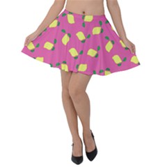 Lemons Pink Velvet Skater Skirt by snowwhitegirl