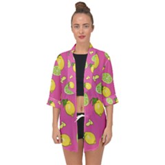 Lemons And Limes Pink Open Front Chiffon Kimono by snowwhitegirl