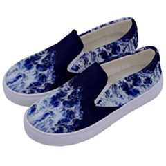 Blue Waves Sea Kids  Canvas Slip Ons by snowwhitegirl