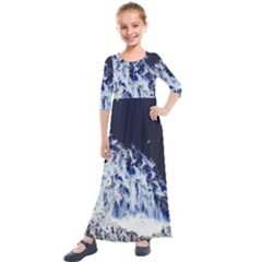 Blue Waves Sea Kids  Quarter Sleeve Maxi Dress by snowwhitegirl