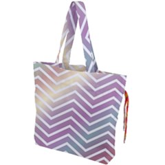 Ombre Zigzag 01 Drawstring Tote Bag by snowwhitegirl