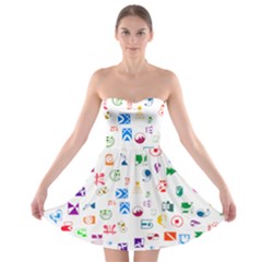 Colorful Abstract Symbols Strapless Bra Top Dress by FunnyCow