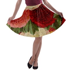 Flowers 1776429 1920 A-line Skater Skirt by vintage2030