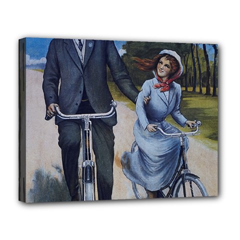 Couple On Bicycle Canvas 14  X 11  (stretched) by vintage2030