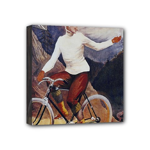 Woman On Bicycle Mini Canvas 4  X 4  (stretched) by vintage2030