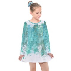 Splash Teal Kids  Long Sleeve Dress by vintage2030