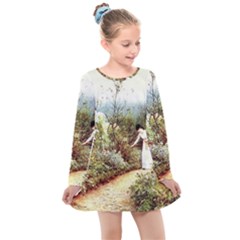 Lady And Scenery Kids  Long Sleeve Dress by vintage2030