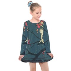 Girl And Flowers Kids  Long Sleeve Dress by vintage2030