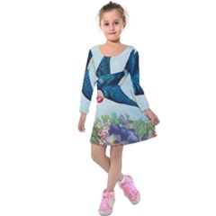 Blue Bird Kids  Long Sleeve Velvet Dress by vintage2030