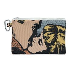 Kiss Kiss Canvas Cosmetic Bag (large) by vintage2030