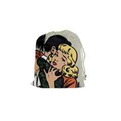 Hugging Retro Couple Drawstring Pouch (small) by vintage2030