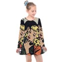 Hugging Retro Couple Kids  Long Sleeve Dress View1