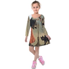 Witch 1461961 1920 Kids  Long Sleeve Velvet Dress by vintage2030