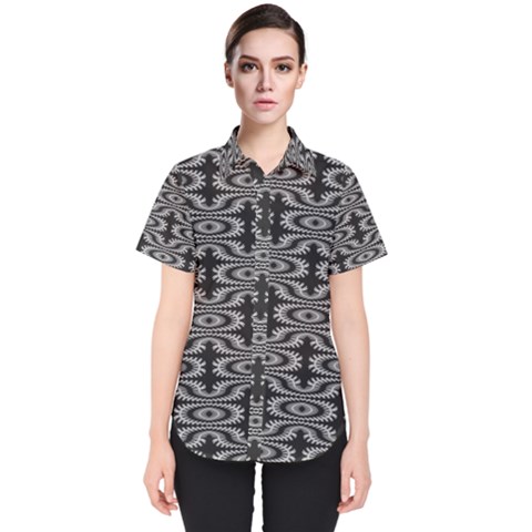 Monochrome Centipede Arabesque Women s Short Sleeve Shirt by linceazul