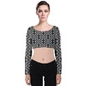 Monochrome Centipede Arabesque Velvet Long Sleeve Crop Top View1