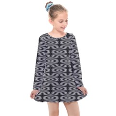 Monochrome Centipede Arabesque Kids  Long Sleeve Dress by linceazul