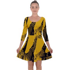 Giraffe  Quarter Sleeve Skater Dress by Valentinaart