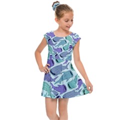 Whale Sharks Kids Cap Sleeve Dress by mbendigo