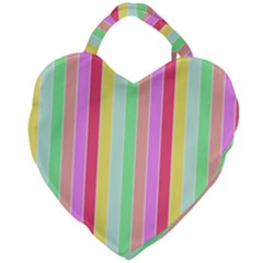 Pastel Rainbow Sorbet Deck Chair Stripes Giant Heart Shaped Tote by PodArtist