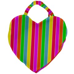 Neon Hawaiian Rainbow Deck Chair Stripes Giant Heart Shaped Tote by PodArtist