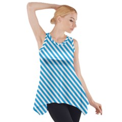 Oktoberfest Bavarian Blue And White Small Candy Cane Stripes Side Drop Tank Tunic by PodArtist