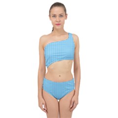 Oktoberfest Bavarian Blue And White Gingham Check Spliced Up Two Piece Swimsuit by PodArtist