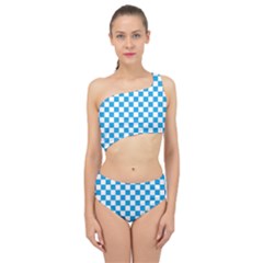 Oktoberfest Bavarian Large Blue And White Checkerboard Spliced Up Two Piece Swimsuit by PodArtist