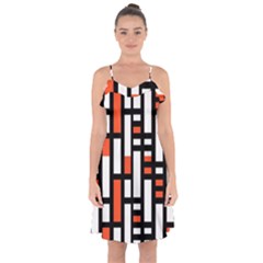 Linear Sequence Pattern Design Ruffle Detail Chiffon Dress by dflcprints