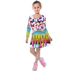 African Americn Art African American Women Kids  Long Sleeve Velvet Dress by AlteredStates