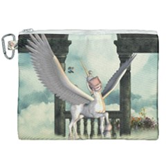 Cute Little Pegasus In The Sky, Cartoon Canvas Cosmetic Bag (xxl) by FantasyWorld7