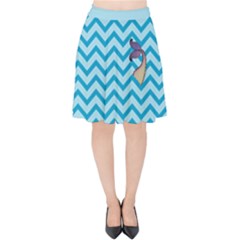 Chevron Mermaid Pattern Velvet High Waist Skirt by emilyzragz