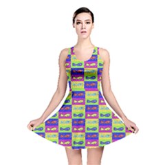 Cartoon Style Marine Life Motif Pattern Reversible Skater Dress by dflcprints