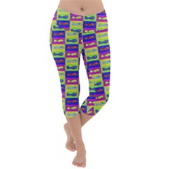 Cartoon Style Marine Life Motif Pattern Lightweight Velour Capri Yoga Leggings by dflcprints