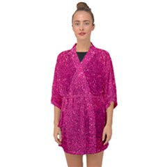 Hot Pink Glitter Half Sleeve Chiffon Kimono by snowwhitegirl