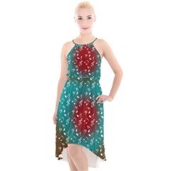 Teal Music Heart Music High-low Halter Chiffon Dress  by snowwhitegirl