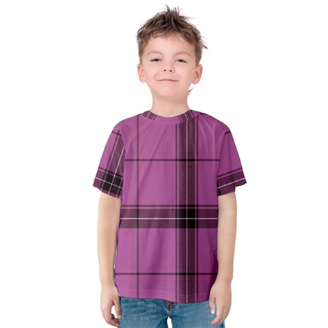 Violet Plaid Kids  Cotton Tee by snowwhitegirl