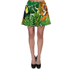 Tropical Pelican Tiger Jungle Skater Skirt by snowwhitegirl