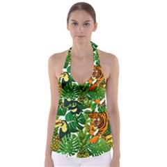 Tropical Pelican Tiger Jungle Babydoll Tankini Top by snowwhitegirl