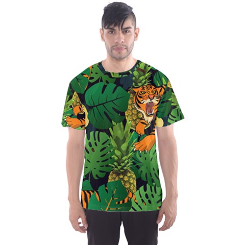 Tropical Pelican Tiger Jungle Black Men s Sports Mesh Tee by snowwhitegirl