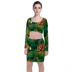 Tropical Pelican Tiger Jungle Black Top And Skirt Sets by snowwhitegirl